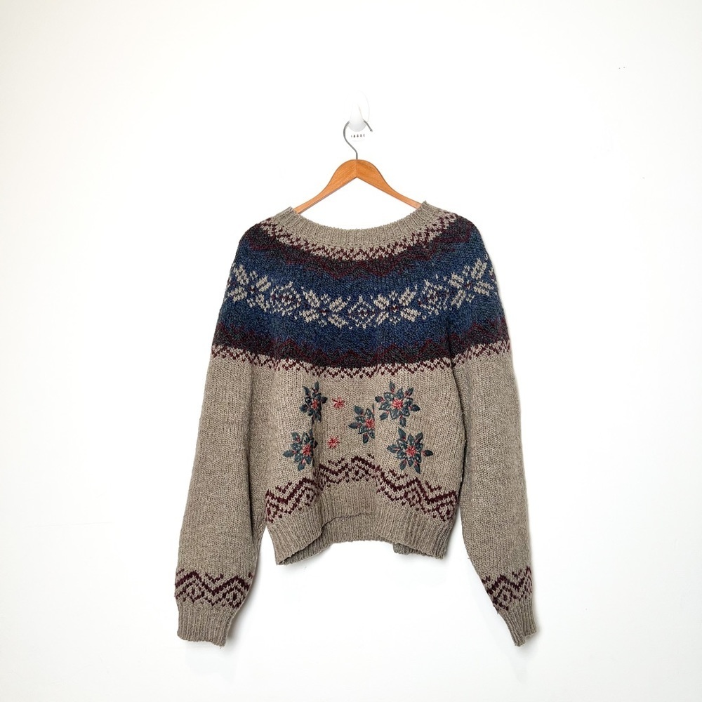 Vintage Oversized Tan Chunky Knit Grandma Sweater